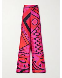 PUCCI - Printed Silk-Twill Wide-Leg Pants - Lyst