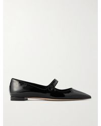 Manolo Blahnik - Campari Grosgrain-Trimmed Patent-Leather Ballet Flats - Lyst