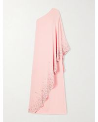 Oscar de la Renta - One-Shoulder Crystal-Embellished Silk-Blend Crepe Gown - Lyst