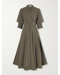 Jonathan Simkhai - Jazz Pintucked Cotton-Blend Poplin Midi Shirt Dress - Lyst