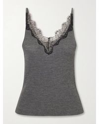 Nili Lotan - Aronia Lace-Trimmed Ribbed Silk-Jersey Tank - Lyst