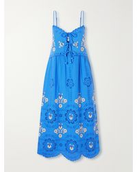 Sea - Catharina Floral-Embroidered Cotton And Linen-Blend Maxi Dress - Lyst