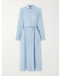 Gucci - Belted Silk-Satin Jacquard Shirt Dress - Lyst