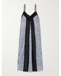 Kika Vargas - Sunita Tie-Detailed Lace-Trimmed Leopard-Print Stretch-Satin Maxi Dress - Lyst