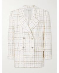 Alessandra Rich - Oversized Checked Metallic Tweed Blazer - Lyst