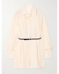 Givenchy - Voyou Belted Satin-Trimmed Silk Shirt - Lyst