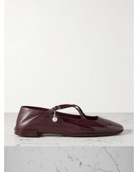 Jimmy Choo - Eleri Collapsible-Heel Embellished Patent-Leather Ballet Flats - Lyst