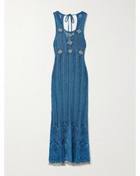 Rabanne - Bead-Embellished Metallic Open-Knit Midi Dress - Lyst