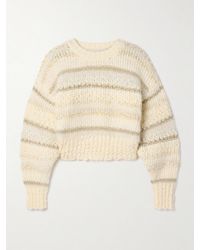 FRAME - Cropped Metallic Striped Wool-Blend Sweater - Lyst