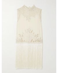 Sea - Adelina Tie-Side Fringed Lace-Paneled Woven Top - Lyst