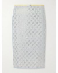 Gucci - Crystal-Embellished Silk-Blend Midi Skirt - Lyst