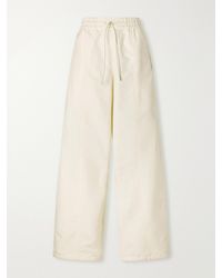 Bottega Veneta - Drawstring Cotton-Canvas Wide-Leg Pants - Lyst