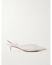 Neous - Irena Satin And Lace-Trimmed Mesh Slingback Pumps - Lyst