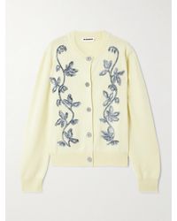 Jil Sander - Oversized Embroidered Wool Cardigan - Lyst