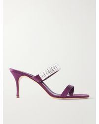Manolo Blahnik - Sakobay 70 Crystal-Embellished Satin Sandals - Lyst