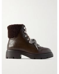 Stuart Weitzman - Hudson Lite Schnürstiefel Aus Leder Mit Shearling-Futter - Lyst