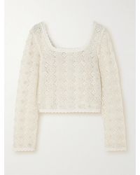 RIXO London - Haut Raccourci En Dentelle De Coton À Festons Et À Perles - Lyst
