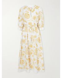 Eres - Sari Anjana Belted Embroidered Cotton-Blend Midi Dress - Lyst