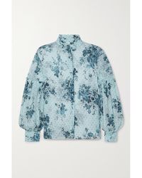 Erdem - Bluse Aus Krepon Mit Blumenprint Und Rüschen - Lyst