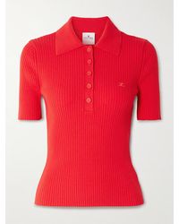 Courreges - Oberteil Aus Rippstrick Mit Polokragen - Lyst