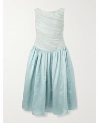 Abadia - Ora Midikleid Aus Chiffon Und Dupionseide Mit Raffungen Und Falten - Lyst