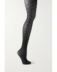 Burberry Jacquard Stretch-knit Tights - Black