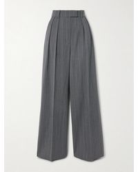 Anine Bing - Lou Pleated Striped Wool-Blend Wide-Leg Pants - Lyst