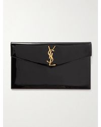 Saint Laurent - Uptown Patent-Leather Pouch - Lyst