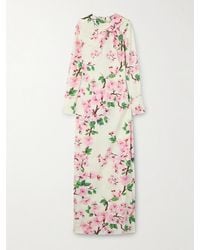 Oscar de la Renta - Cutout Floral-Print Stretch-Cotton Poplin Gown - Lyst