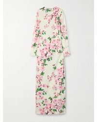 Oscar de la Renta - Robe Aus Stretch-Baumwollpopeline Mit Blumenprint Und Cut-Out - Lyst
