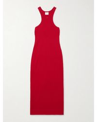 Courreges - Midikleid Aus Geripptem Baumwoll-Jersey Mit Stickerei - Lyst
