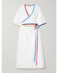 Rosie Assoulin - Ribbon Grosgrain-Trimmed Cotton-Poplin Midi Wrap Dress - Lyst