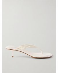Bottega Veneta - Sampieri Thong Logo-Embossed Leather-Trimmed Rubber Sandals - Lyst