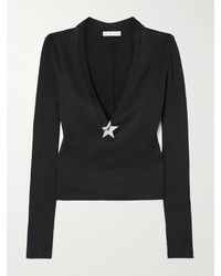 Area - Embellished Ribbed-Jersey Top - Lyst