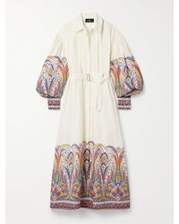 Etro - Belted Paisley-Print Cotton-Poplin Midi Shirt Dress - Lyst