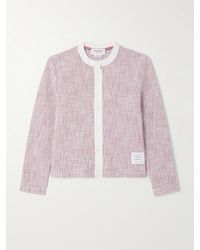 Thom Browne - Cardigan Aus Gestreiftem Tweed Aus Einer Baumwollmischung - Lyst