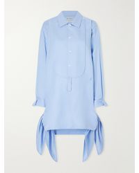 JW Anderson - Tie-Detailed Logo-Embroidered Cotton And Silk-Blend Poplin Mini Dress - Lyst