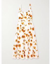 Emilia Wickstead - Verena Midikleid Aus Einer Baumwollmischung Mit Blumenprint Und Webpunkten - Lyst