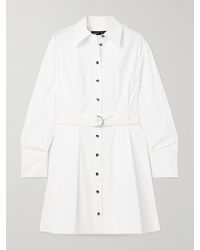 Proenza Schouler - Viola Belted Pleated Cotton-Blend Poplin Mini Dress - Lyst