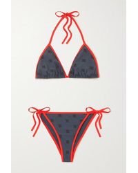 Fendi Karligraphy Triangel-bikini Mit Stickereien - Blau