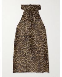 Nili Lotan - Alla Tie-Neck Leopard-Print Metallic Silk-Crepon Halterneck Top - Lyst