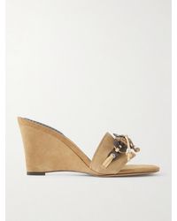 Isabel Marant - Anee Flower-Embellished Suede Wedge Sandals - Lyst