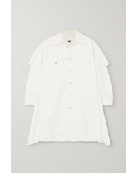 MM6 by Maison Martin Margiela Hemdblusenkleid Aus Denim Und Baumwollpopeline - Weiß