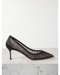 Aquazzura - 65 Satin-Trimmed Ruched Tulle Point-Toe Pumps - Lyst