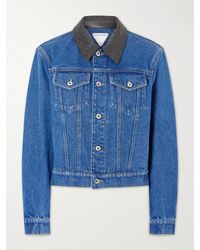 Bottega Veneta - Intrecciato Leather-Trimmed Denim Jacket - Lyst