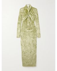 Nanushka - Twist-Front Crushed-Velvet Midi Dress - Lyst