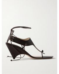 Christen - Edge T-Strap 75 Textured Leather Sandals - Lyst