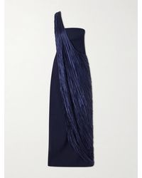 Marmar Halim - Strapless Pleated Satin-Trimmed Crepe Gown - Lyst
