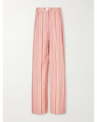 Thierry Colson - Loulou Pleated Striped Cotton-Poplin Wide-Leg Pants - Lyst