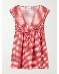 Posse - Lindie Bow-Detailed Checked Cotton-Poplin Top - Lyst